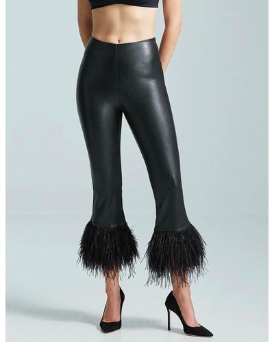 Commando Faux Leather Feather Crop Flare Pant - Blue