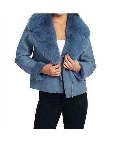 Love Token Alana Faux Leather Jacket - Blue