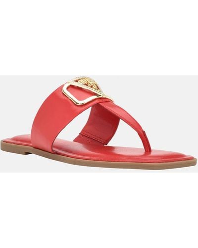 Guess Factory Frosty Bling T-strap Sandals - Red