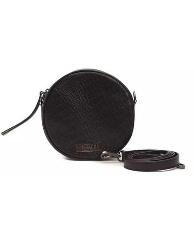 Pompei Donatella Elegant Leather Oval Crossbody Perfection - Black