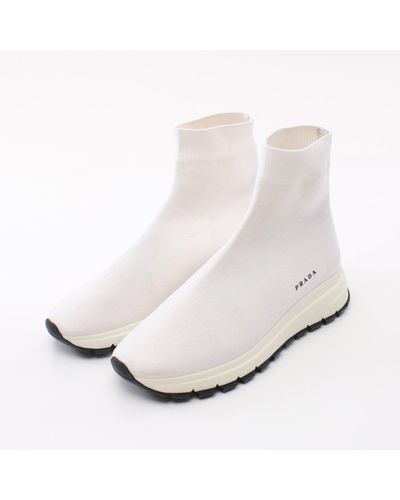 Prada Socks Sneakers High Cut Sneakers Fabric - White