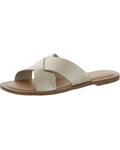 Jack Rogers Leather Metallic Slide Sandals - White