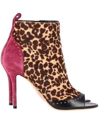 Ferragamo Leopard-print Peep-toe Booties - White