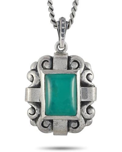 King Baby Studio Silver And Chrysoprase Scrollwork Pendant Necklace - Green