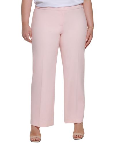 Calvin Klein Plus High Rise Solid Straight Leg Pants - Pink