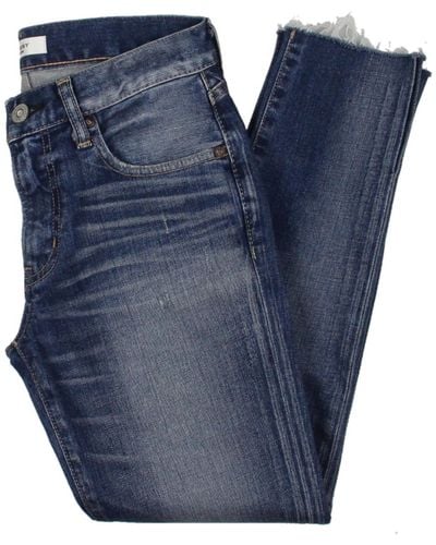 Moussy Appleton Denim Raw Hem Skinny Jeans - Blue