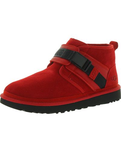 UGG Neumel Snapback Suede Cold Weather Ankle Boots - Red