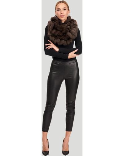 Gorski Sable Knit Infinity Scarf With Ruffles - Black