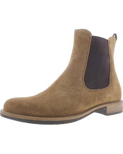 Ecco Saerorelle Leather Slip On Ankle Boots - Brown