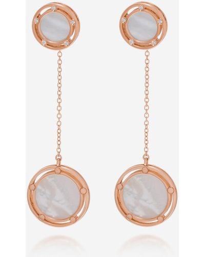 Damiani D. Side 18k Rose Gold Diamond And Mother Of Pearl Drop Earrings - Pink