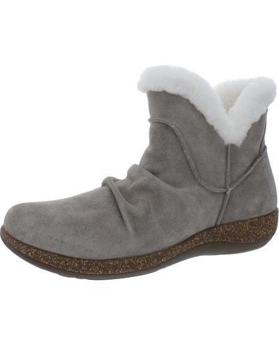 Aetrex Remi Faux Suede Round Toe Ankle Boots - Gray