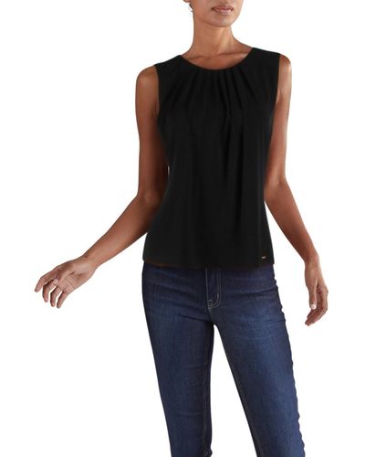 Calvin Klein Pleated Sleeveless Camisole Top - Black