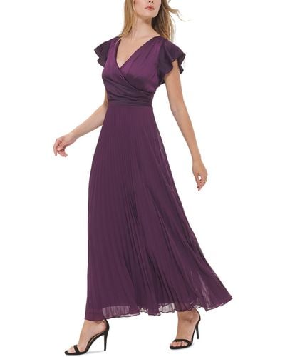 DKNY Surplice Neckline Long Evening Dress - Purple