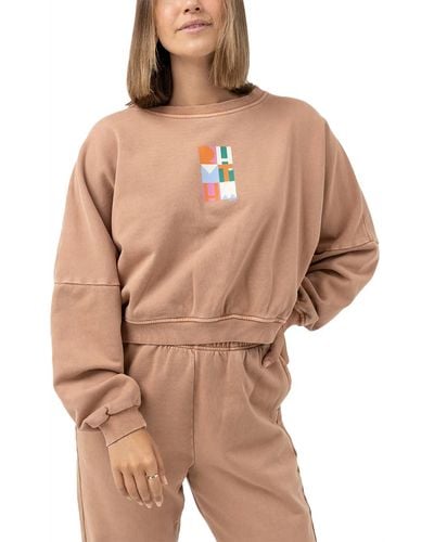 Rhythm Stacked Slouch Fleece Sweater - Natural