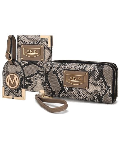 MKF Collection by Mia K Darla Snake Travel Gift For Set - 3 Pieces - Metallic