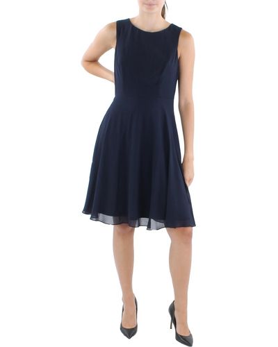 Jessica Howard Petites Chiffon Sleeveless Fit & Flare Dress - Blue