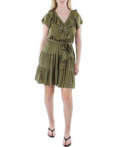 Lauren by Ralph Lauren Satin Belted Mini Dress - Green