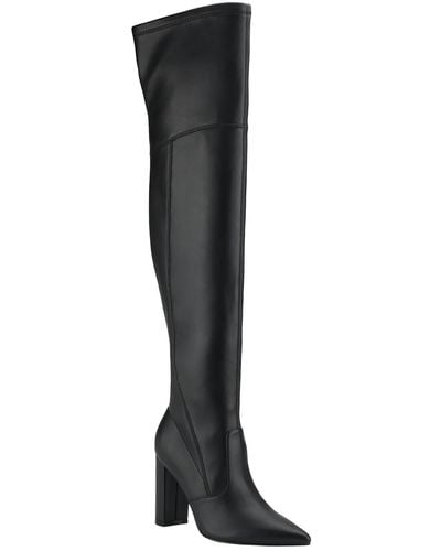 Marc Fisher Lezli Faux Leather Tall Thigh-high Boots - Black