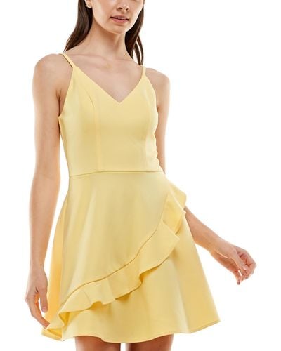 Speechless Juniors Ruffled Short Mini Dress - Yellow