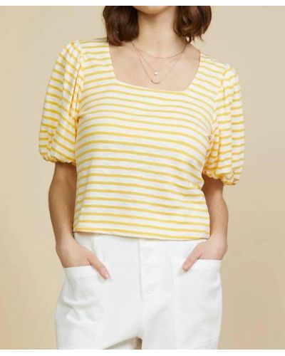 Skies Are Blue Square Neck Striped Top - Yellow