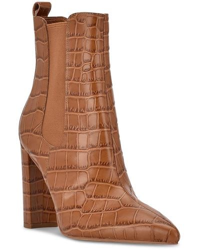 Marc Fisher Garliss Leather Animal Print Chelsea Boots - Brown