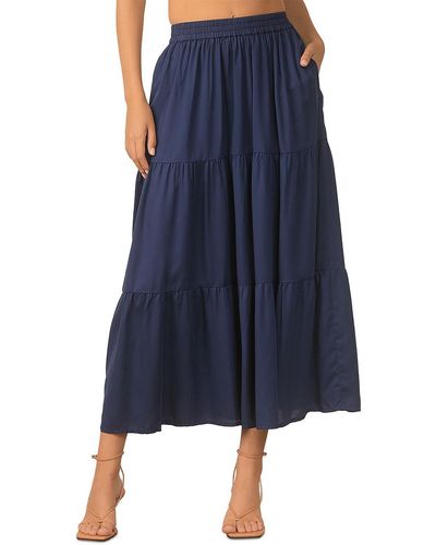 Elan Tiered Long Maxi Skirt - Blue