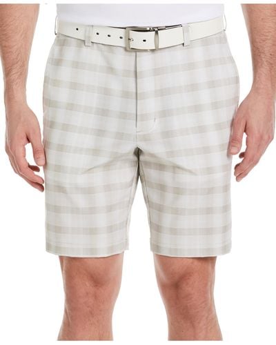 PGA TOUR Plaid Polyester Casual Shorts - Gray