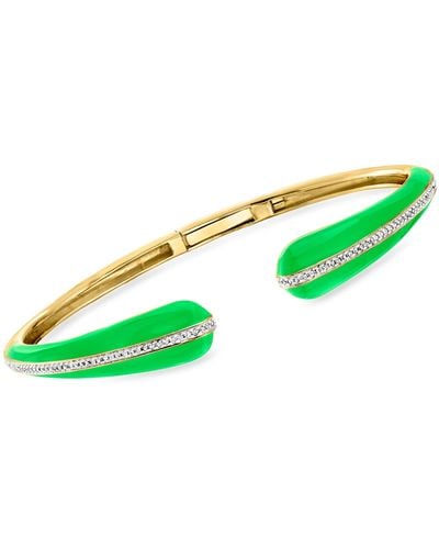 Ross-Simons Enamel And . Diamond Cuff Bracelet - Green