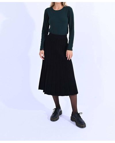 Molly Bracken Knitted Pleated Midi Skirt - Blue