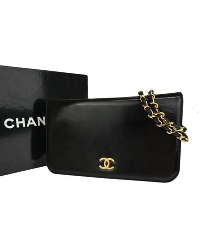Chanel Full Flap Leather Shoulder Bag (pre-owned) - Black