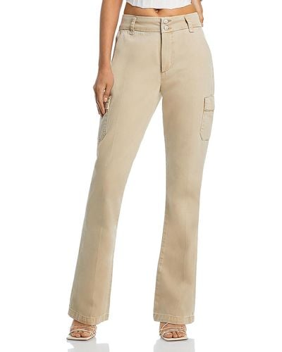 PAIGE High Rise Pleated Cargo Pants - Natural