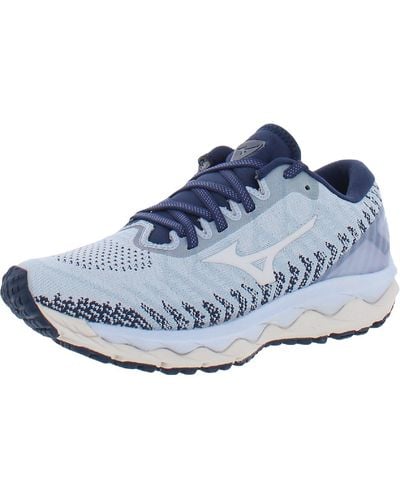 Mizuno Wave Sky 4 Waveknit D Faux Leather Gym Casual And Fashion Sneakers - Blue