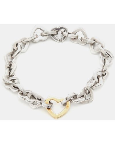 Tiffany & Co. Heart Link Sterling 18k Yellow Gold Bracelet - Metallic