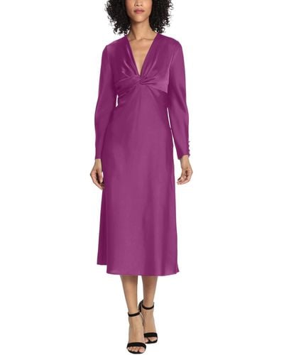 Maggy London Long Sleeve Long Midi Dress - Purple