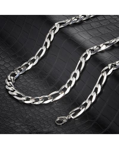 Crucible Jewelry Crucible Los Angeles Polished Stainless Steel 12mm Figaro Chain - 18" To 24" - Black