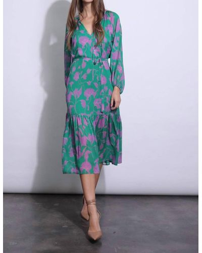 Karina Grimaldi Jada Print Dress In Green - Blue