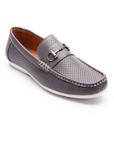 Aston Marc Faux Leather Slip-on Loafers - Gray