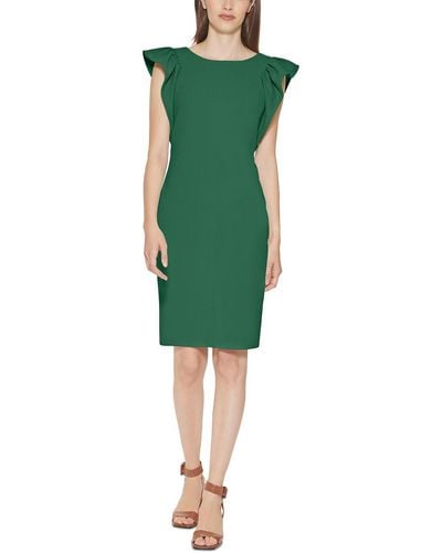 Calvin Klein Scuba Mini Sheath Dress - Green