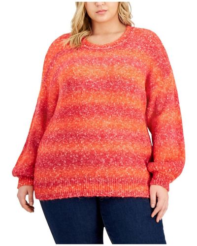 Calvin Klein Plus Wool Blend Crewneck Pullover Sweater - Red