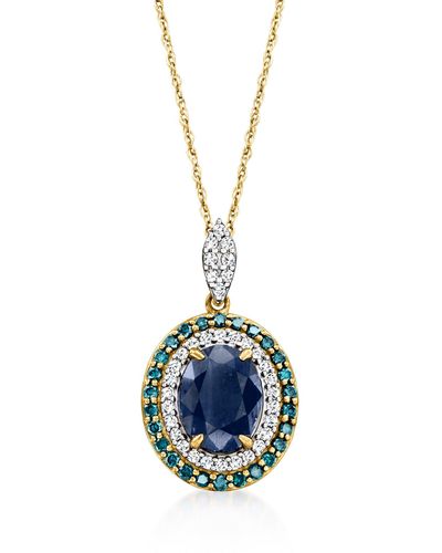 Ross-Simons Sapphire Pendant With . And White Diamonds - Blue