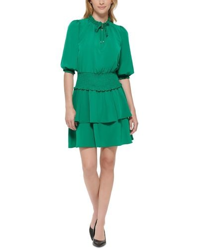 Karl Lagerfeld Tiered Polyester Mini Dress - Green