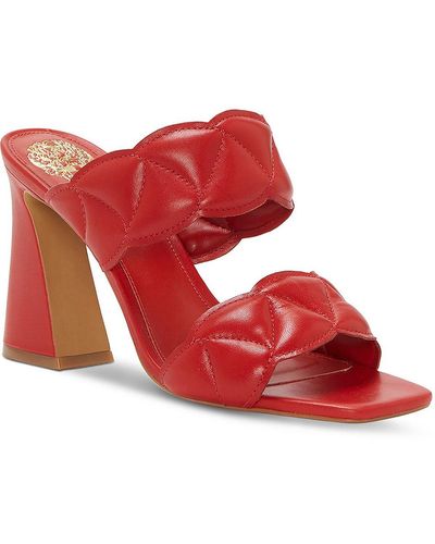 Vince Camuto Renneya Leather Square Toe Mule Sandals - Red