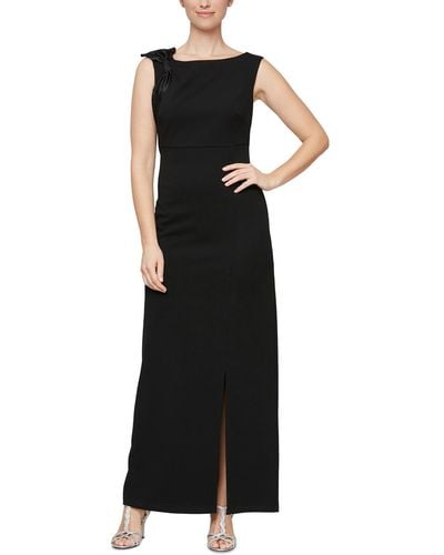 SLNY Scuba Crepe Long Maxi Dress - Black