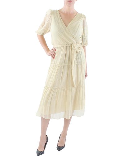 Lauren by Ralph Lauren Dobby Striped Midi Midi Dress - Natural