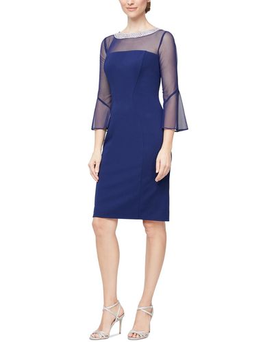 Alex Evenings Special Occasion Embellished Cocktail Dress - Blue