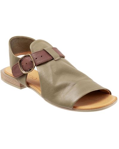 BUENO Ava Leather Boho Flat Sandals - Brown