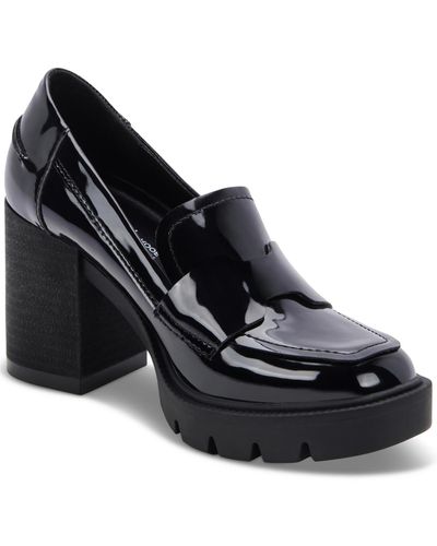 Aqua College Jonnie Patent Slip-on Loafer Heels - Black