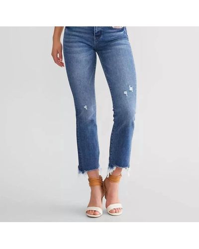 Flying Monkey Quince Mid Rise Cropped Flare Jeans - Blue