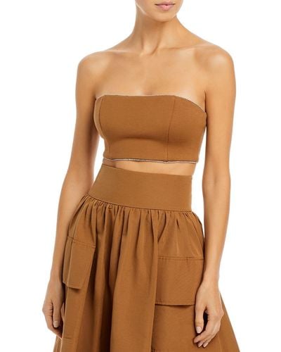 STAUD Lilies Tube Embellished Strapless Top - Brown
