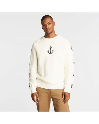 Nautica Big & Tall Anchor Graphic Sweater - Natural